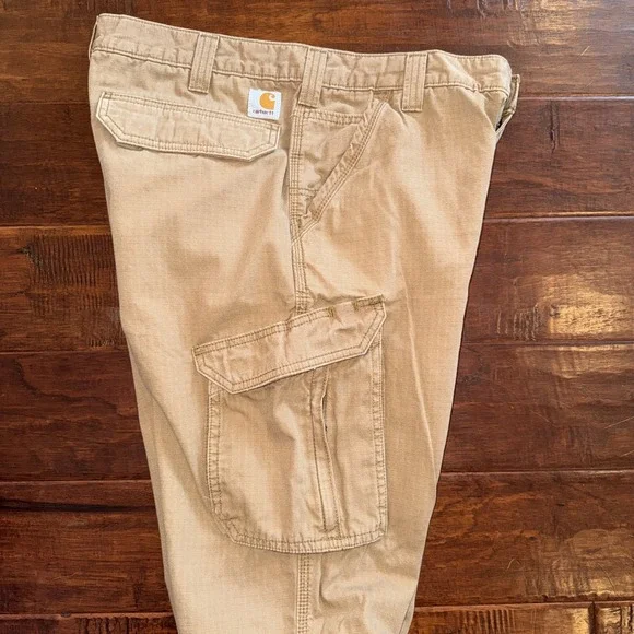 Carhartt Force Relaxed Fit Cargo Pants Mens 34x32 Khaki Workwear Carpenter - Picture 6 of 7